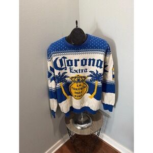 New Mens Ugly Christmas Sweater Corona Extra Palm Trees La Cerveza Mas Fina XL